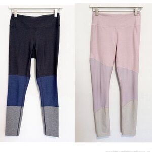 (2) Outdoor Voices Colorblock Workout Leggings‎ Bundle Pink Gray Blue Set Small